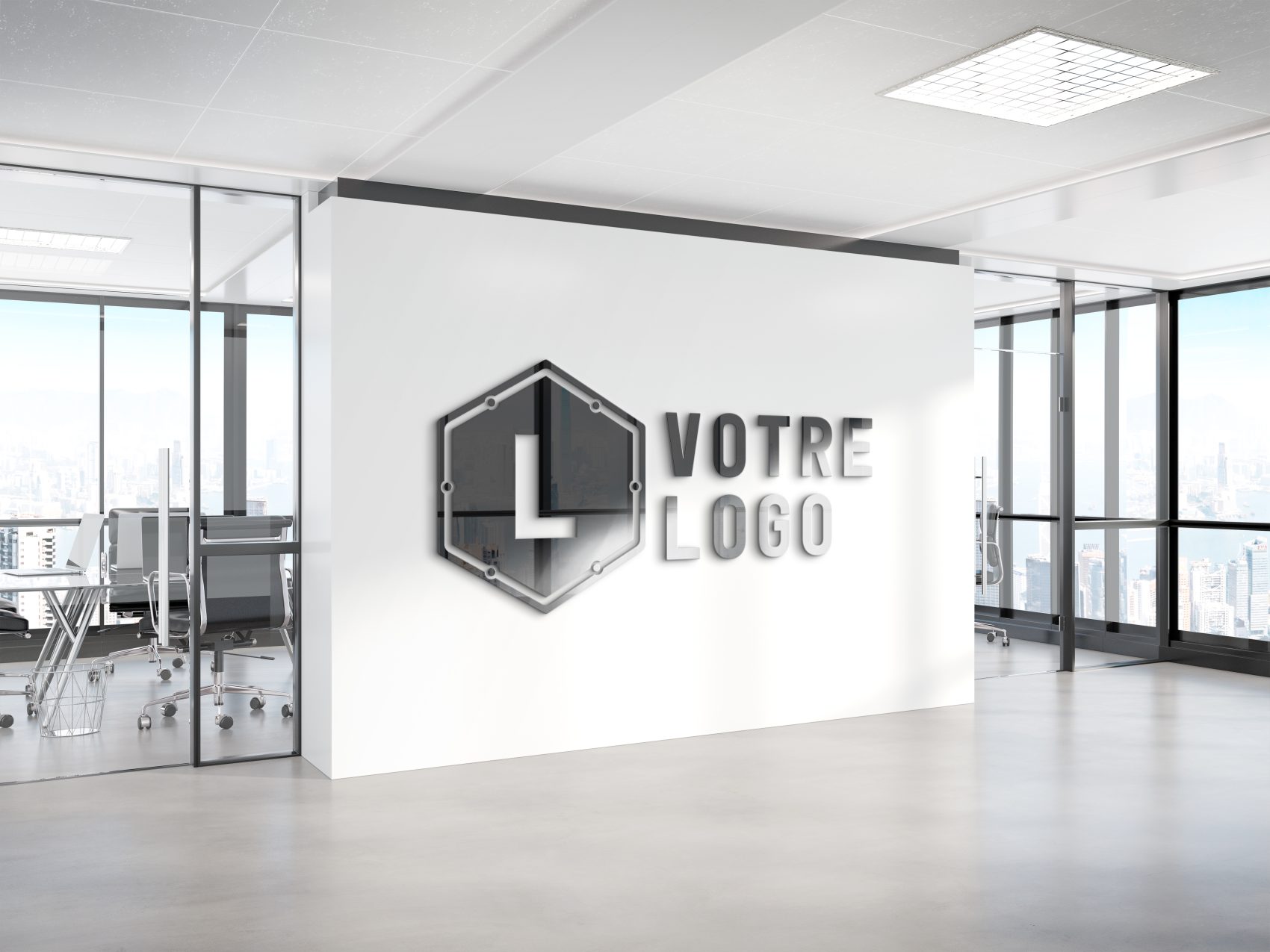 Exemple de décoration murale intérieure dans des bureaux.